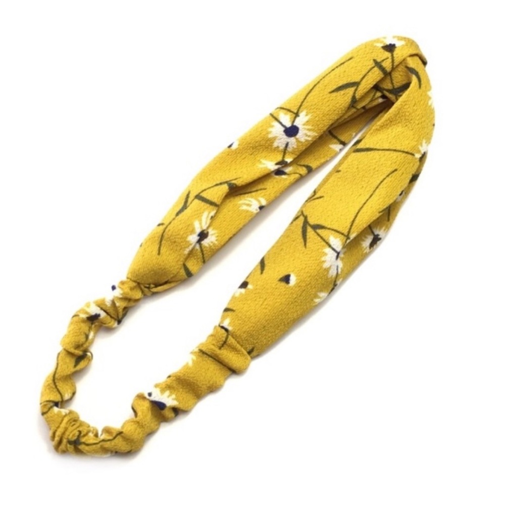 Mustard Yellow Floral Boho Twist Headband